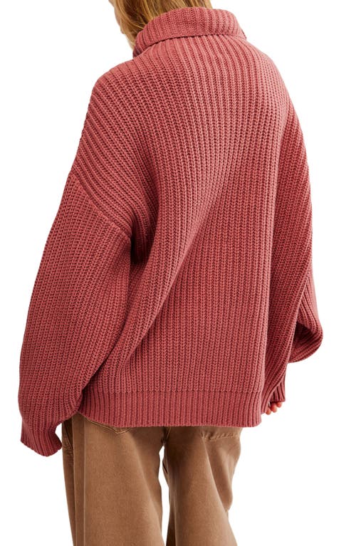 Shop Free People Swim Too Deep Turtleneck Sweater In Marsala