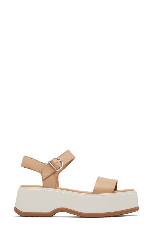 Sorel Dayspring Leather Ankle-strap Comfort Sandals In Honest Beige/chalk