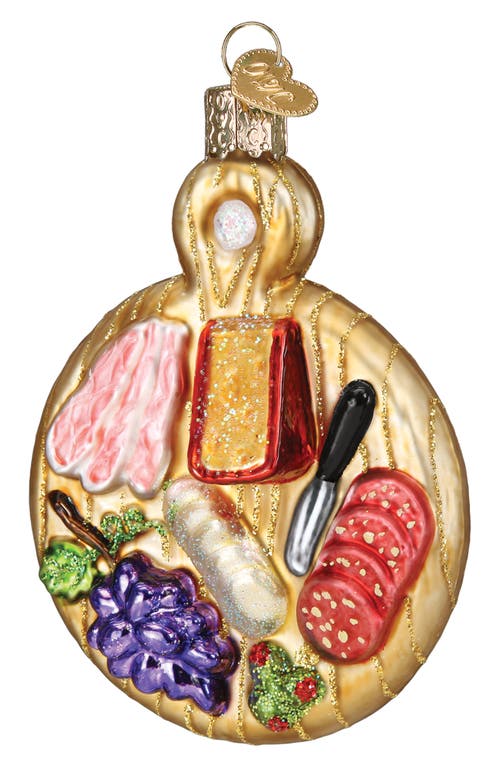 Old World Christmas Charcuterie Board Glass Ornament In Brown/yellow Red/purple