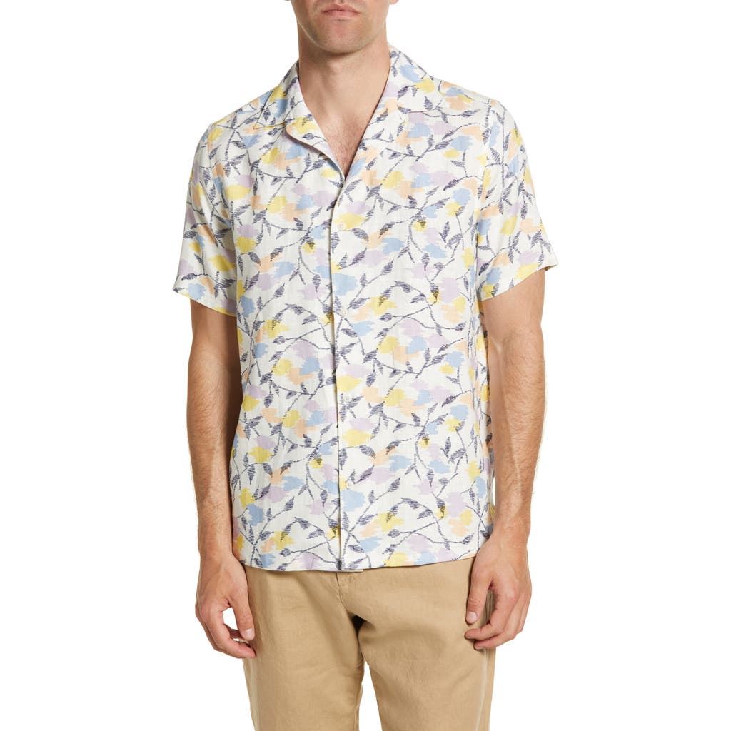Ted Baker London Hadrian Abstract Floral Short Sleeve Linen Button-up Shirt In Multi