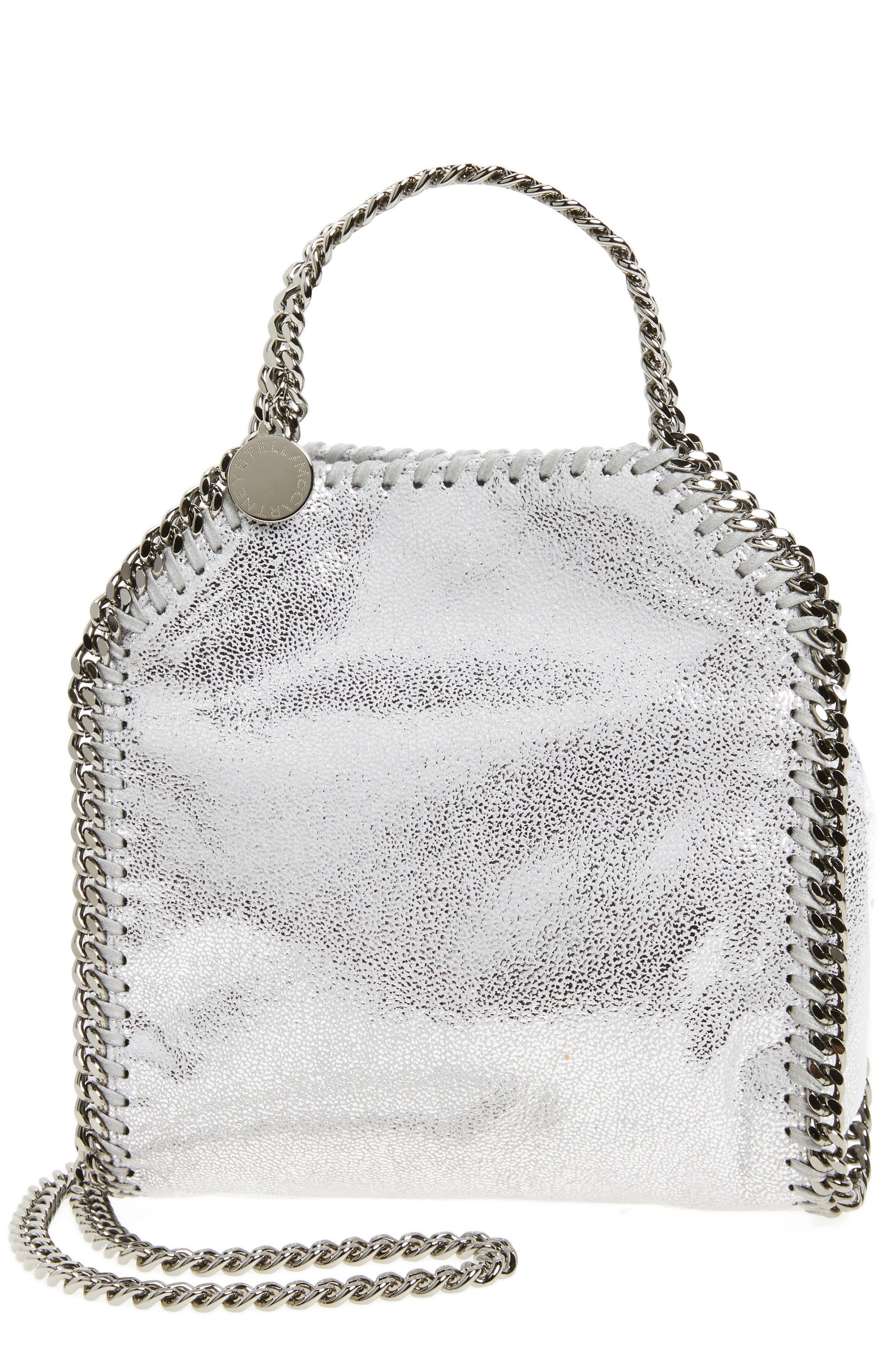 Stella McCartney 'Tiny Falabella' Metallic Faux Leather Crossbody Bag