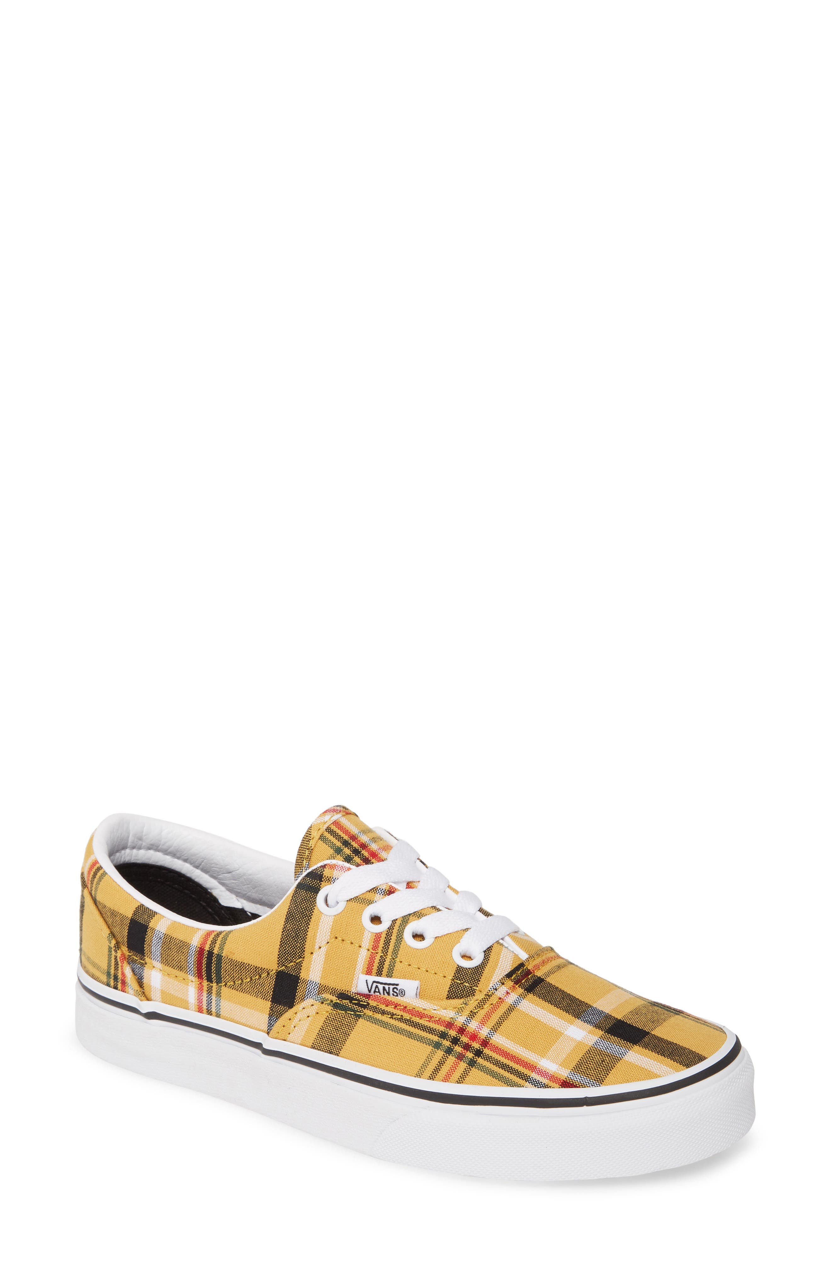 vans era plaid yellow