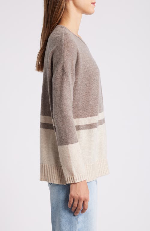 Shop Griffen Colorblock Wool & Cashmere Crewneck Sweater In Mink/oat