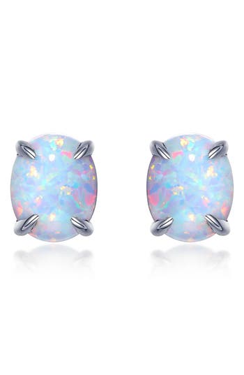 Lafonn Simulated Opal Stud Earrings In White