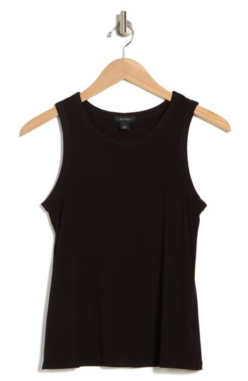 Halogen ® Fitted Ribbed Tank Top In Rich Black