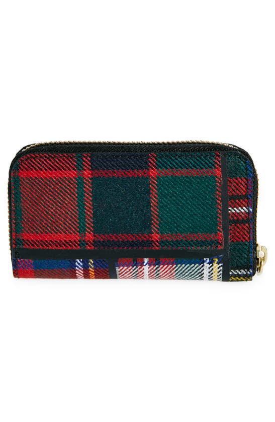 Comme Des Garçons Patchwork Tartan Zip Wallet In Red