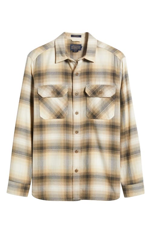 Shop Pendleton Burnside Plaid Cotton Button-up Shirt In Brown/khaki/cream Plaid