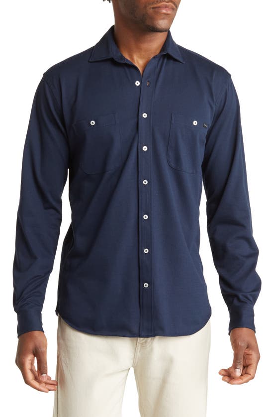 Alton Lane Sandbar Double Pocket Piqué Button-up Shirt In Navy Solid
