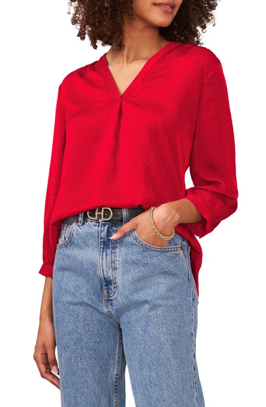 Vince Camuto Rumple Fabric Blouse In Red Hot