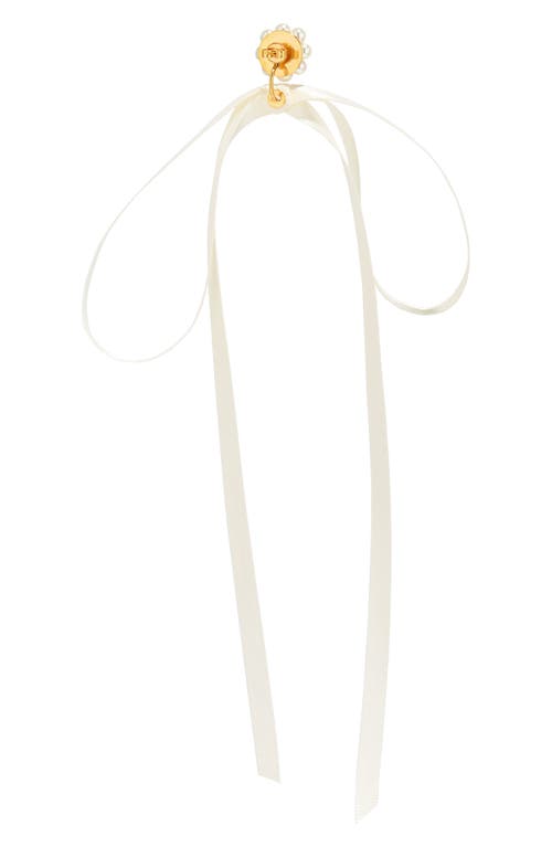Shop Simone Rocha Imitation Pearl Ribbon Stud Earrings In Pearl/ivory