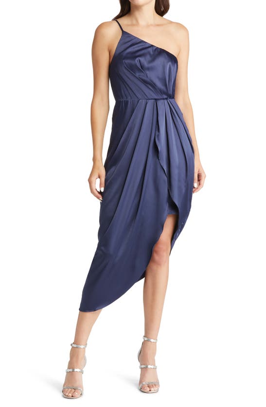 LULUS LULUS LAW OF ATTRACTION ON-SHOULDER SATIN COCKTAIL DRESS
