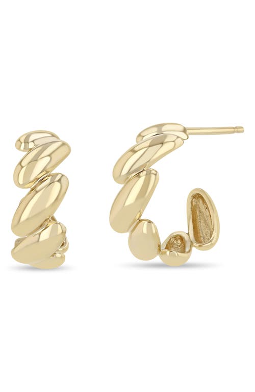 Shop Zoë Chicco San Marco Huggie Hoop Earrings In 14k Yellow Gold