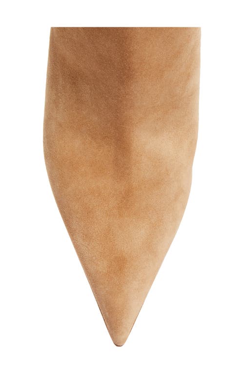 Christian Louboutin Apostropha Pointed Toe Suede Bootie In Lionne