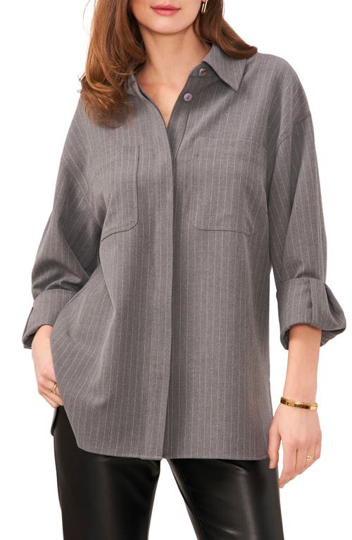 Vince Camuto Pinstripe Oversize Shirt Jacket In Steel Heather
