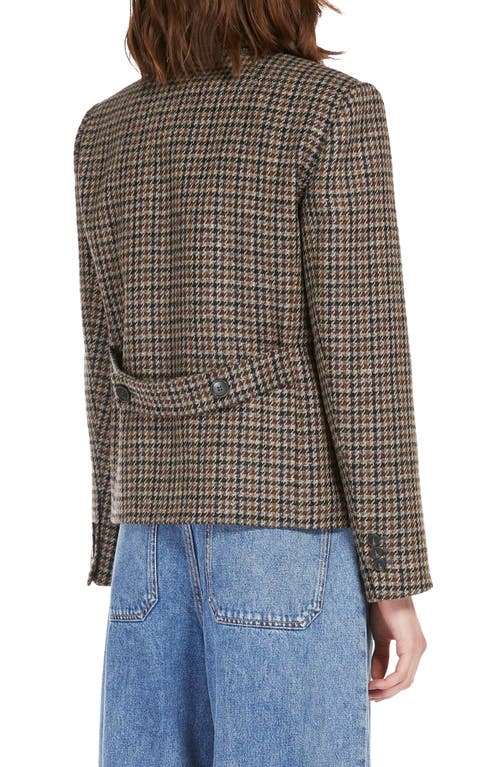 Shop Max Mara Weekend  Nausica Houndstooth Check Stretch Wool Jacket In Brown Grey