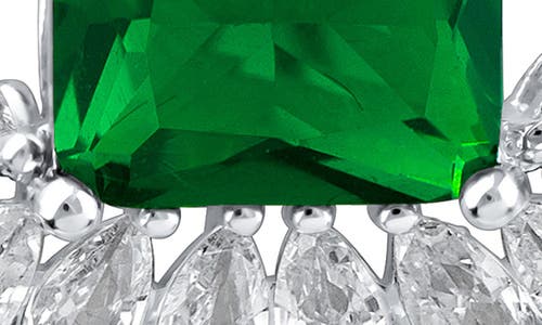 Cz By Kenneth Jay Lane Mixed Cz Crown Stud Earrings In Emerald/silver