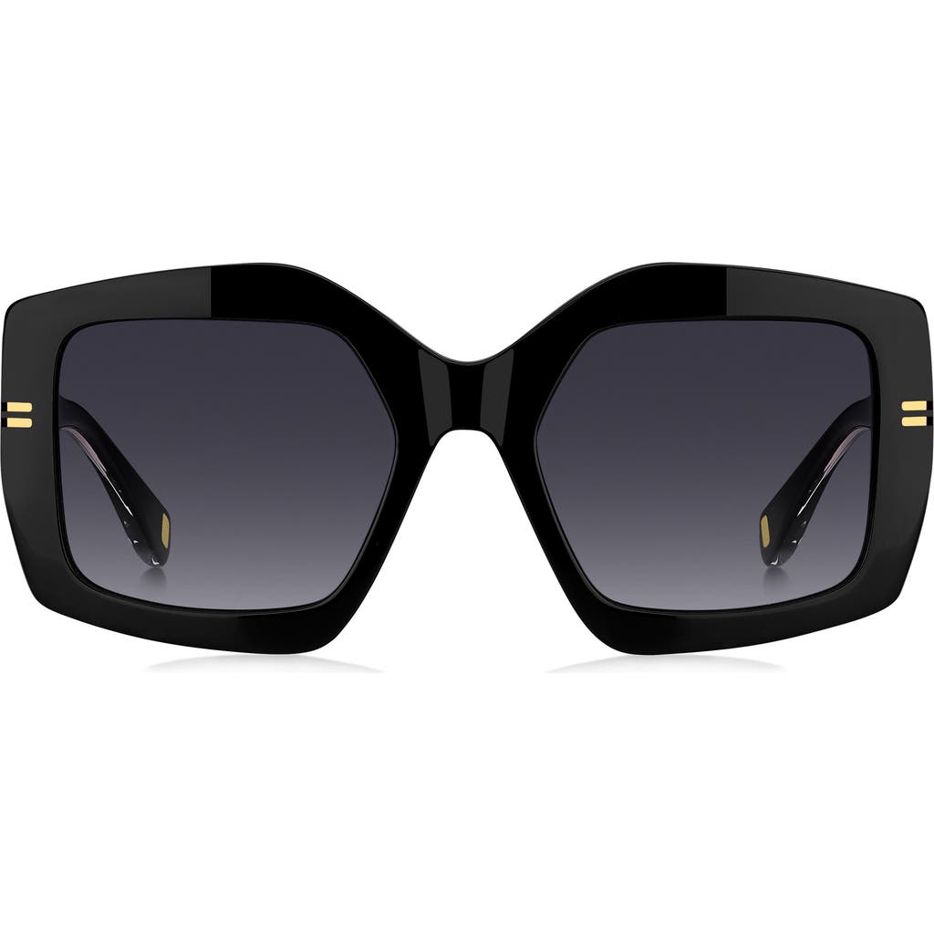 Marc Jacobs 53mm Gradient Rectangular Sunglasses In Black Crystal/dark Grey Sf