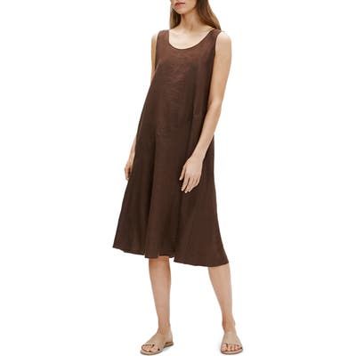 Eileen Fisher Sleeveless Linen Dress, Brown