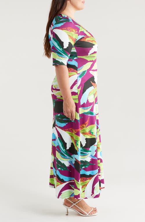 Shop 24seven Comfort Apparel Floral Stretch Maxi Dress In Purple Multi