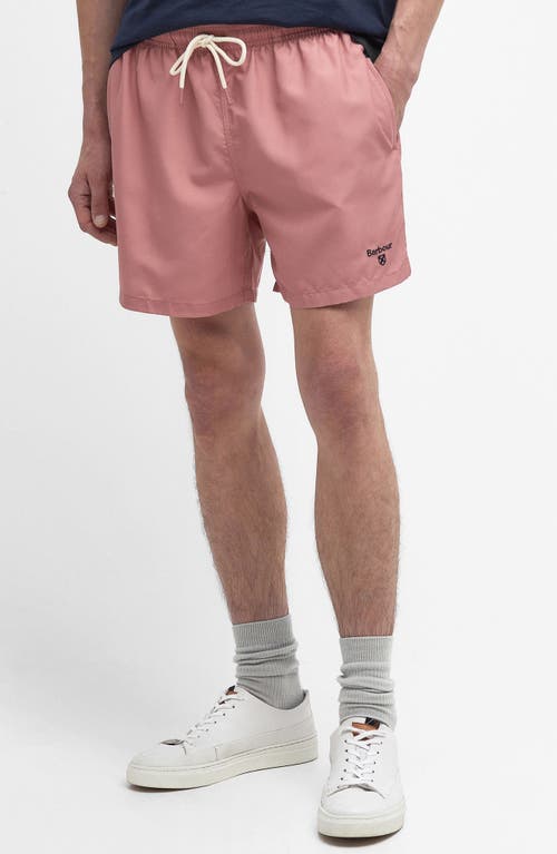 Barbour Staple Logo Embroidered Swim Trunks Pink Clay at Nordstrom,