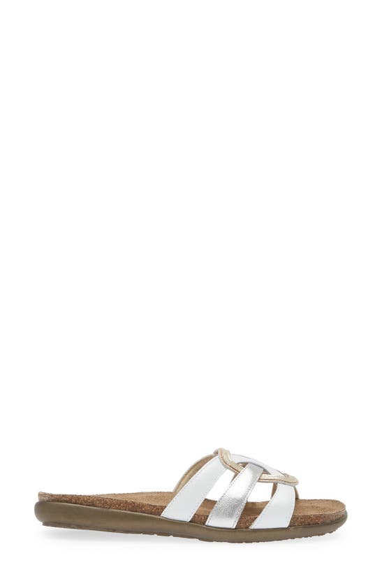 Shop Naot Liv Slide Sandal In White/ Silver/ Gold