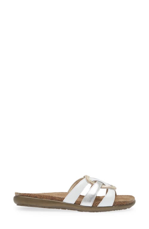 Shop Naot Liv Slide Sandal In White/silver/gold