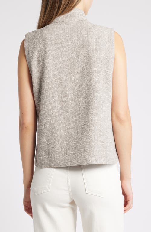 Shop Eileen Fisher Stand Collar Stretch Organic Cotton Vest In Dove