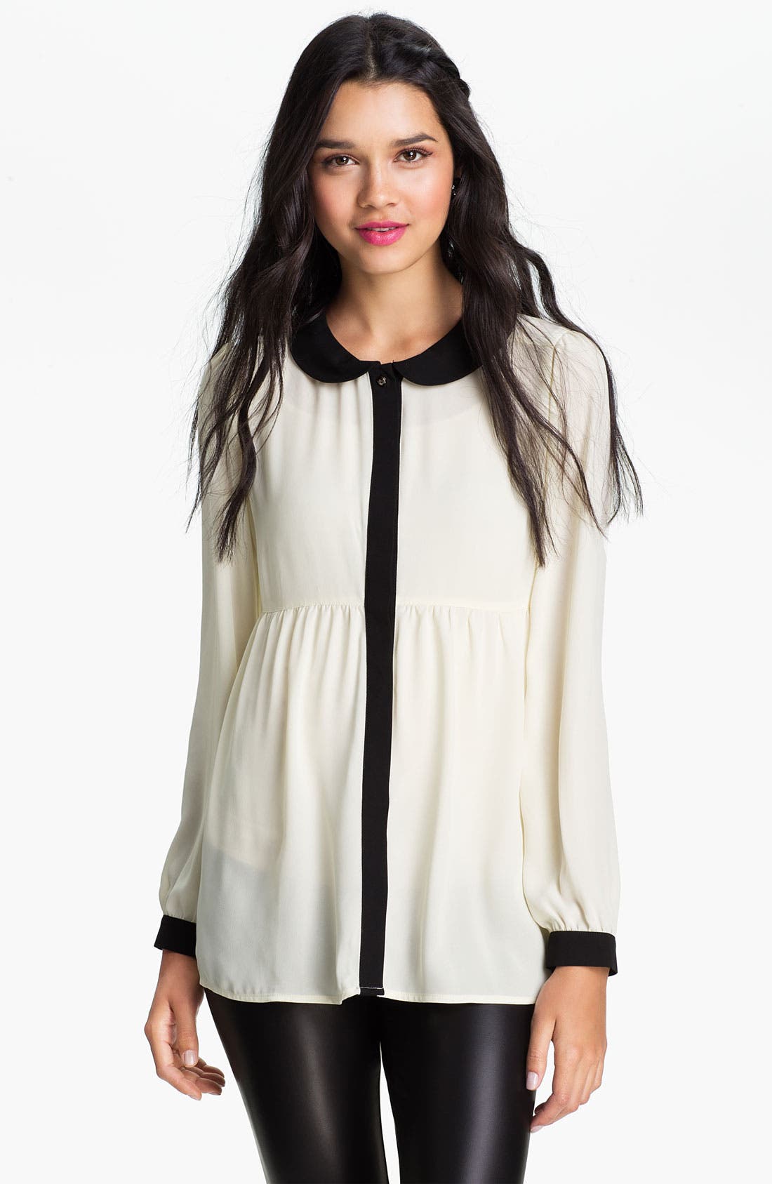 Chloe K Contrast Trim Babydoll Tunic (Juniors) Nordstrom