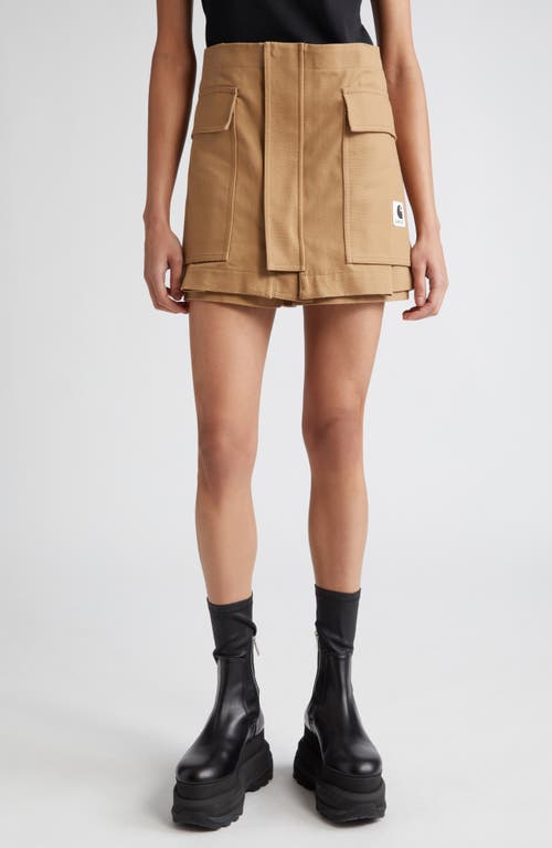 Sacai Carhartt WIP Cotton Canvas Skort in Beige at Nordstrom, Size 0