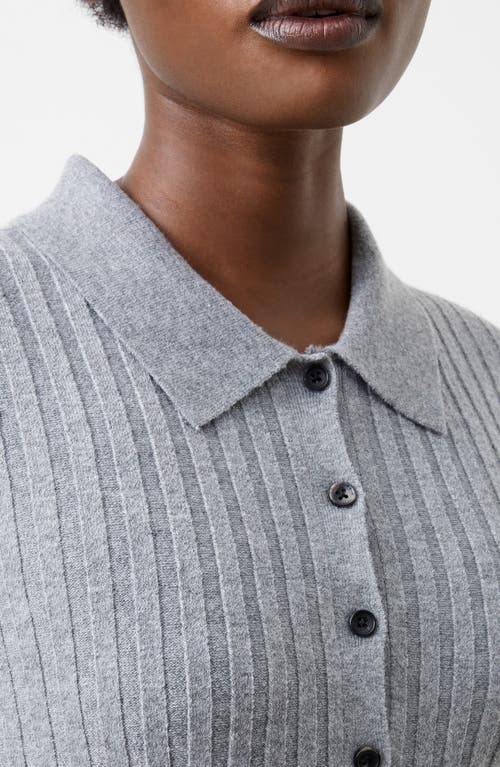 French Connection Vhari Long Sleeve Polo Sweater Minidress In Mid Grey Melange