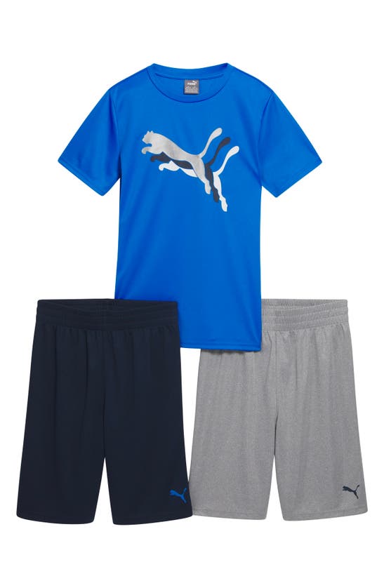 Shop Puma Kids' Performance T-shirt & Pull-on Shorts Set In Blue