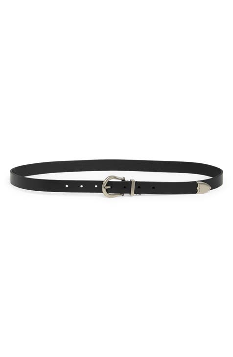 Women's Red Skinny Double Ring Circle Belt