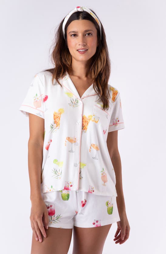 Shop Pj Salvage Sipping Sunshine Jersey Short Pajamas In Ivory