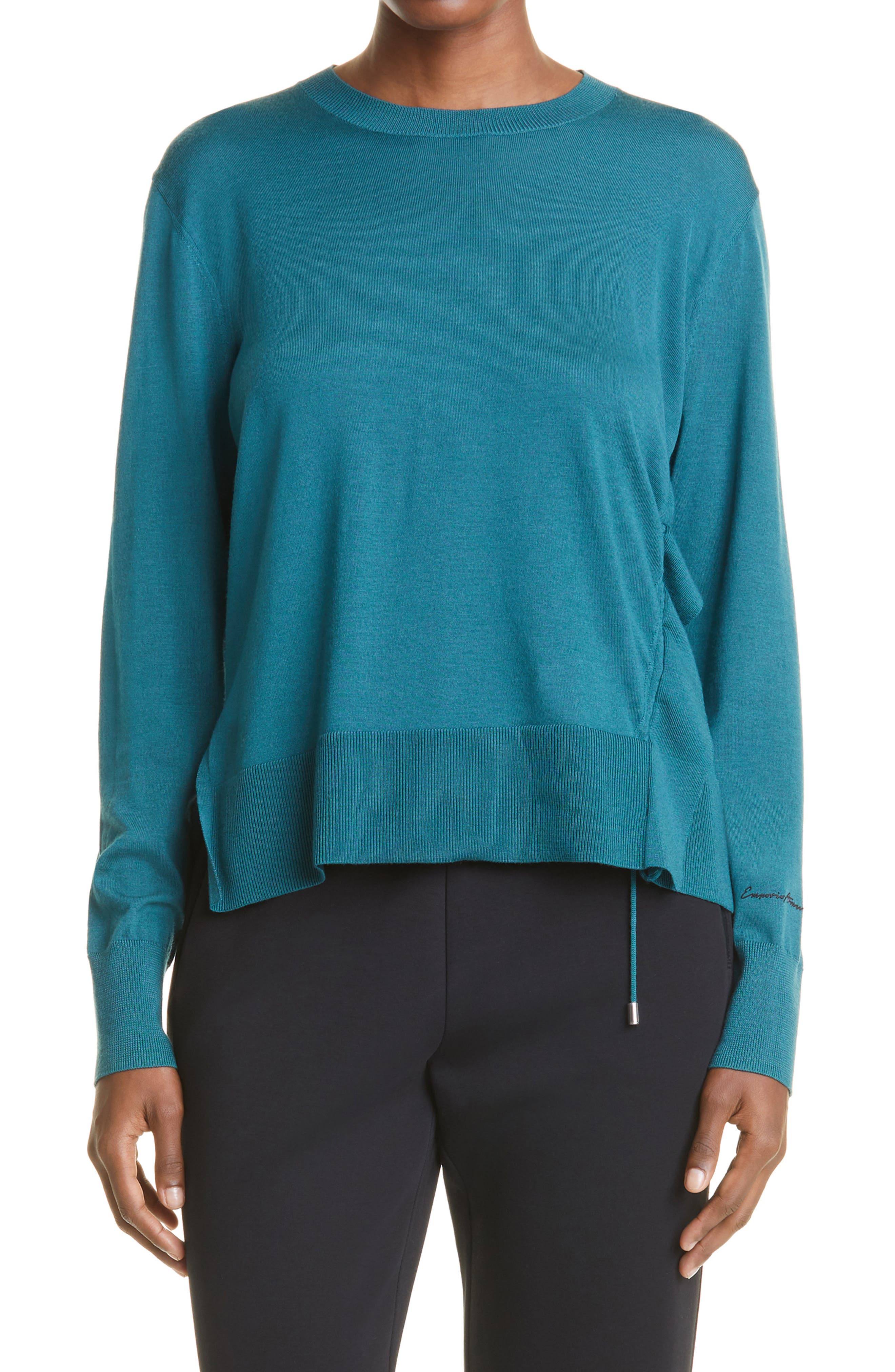 teal sweaters