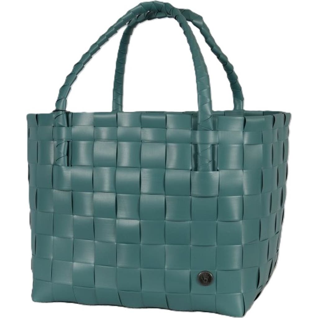 Handed By Paris Recycled Plastic Tote Bag In Teal Blue