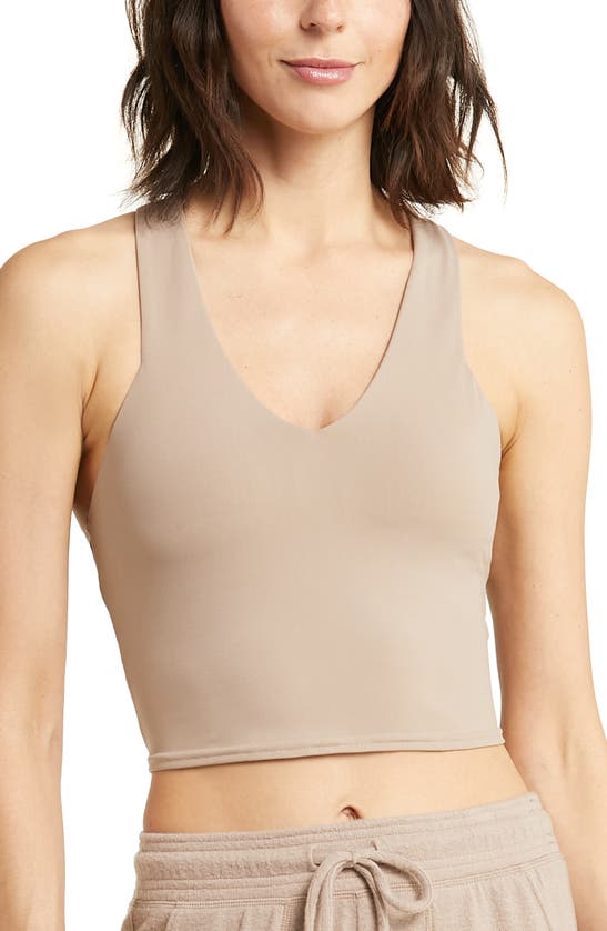 Shop Alo Yoga Real Sports Bra In Taupe