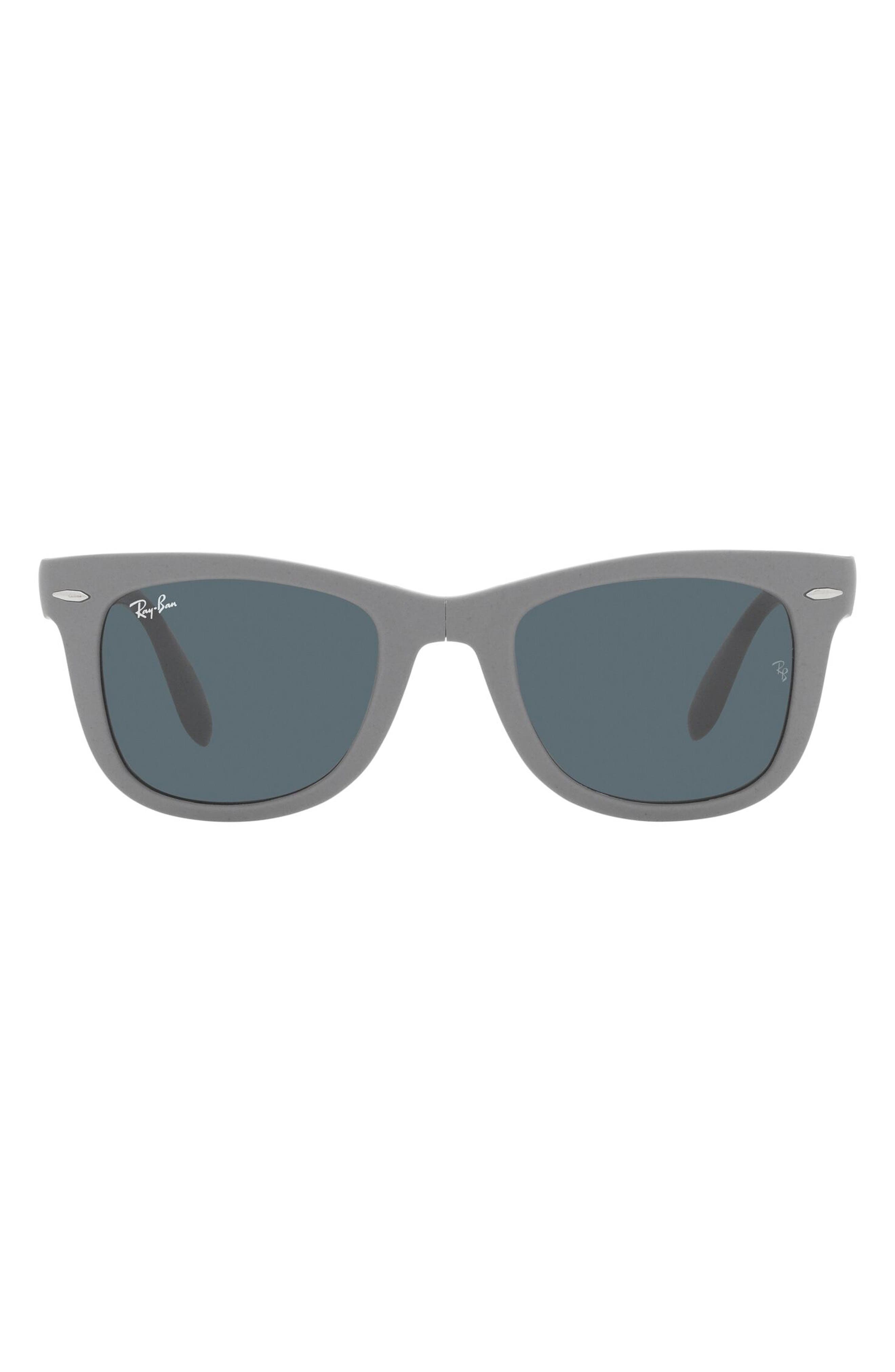 Ray-Ban Wayfarer 50mm Folding Sunglasses in Gray/Blue Cover