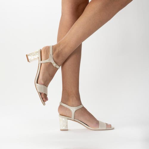 Freya Rose Martina Midi Champagne Ankle Strap Pearl Heel In Champagne