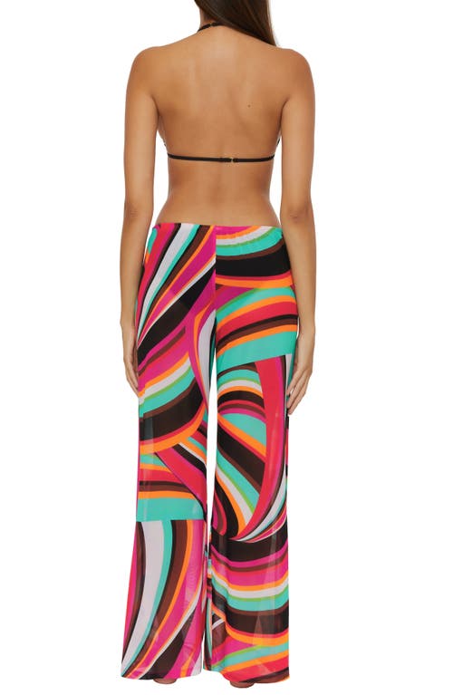 Shop Trina Turk Swoop Mesh Cover-up Pants In Pink Multi