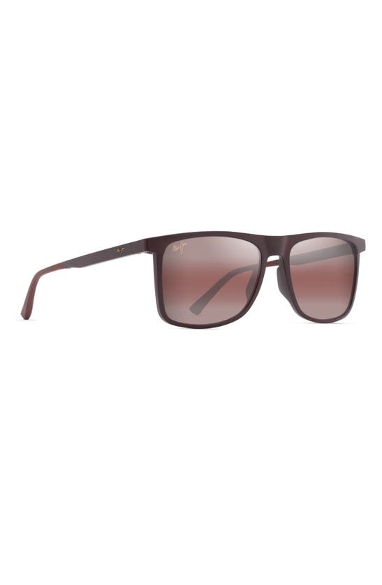 Shop Maui Jim Makamae 56mm Polarized Square Sunglasses In Matte Burgundy