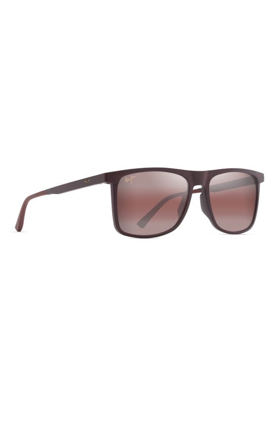 Maui Jim Makamae 56mm Polarized Square Sunglasses In Matte Burgundy