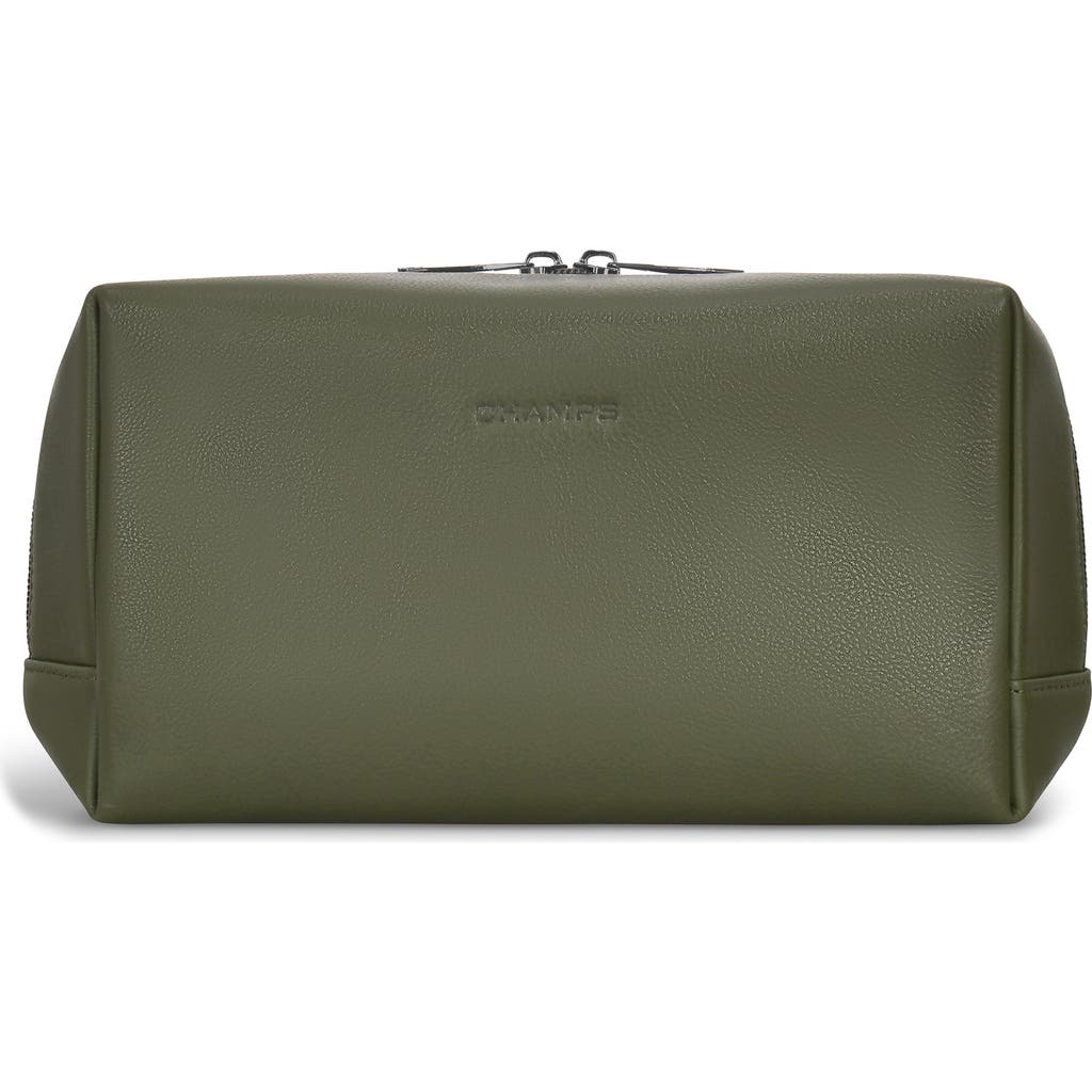 Champs Onyx Leather Dopp Kit In Khaki
