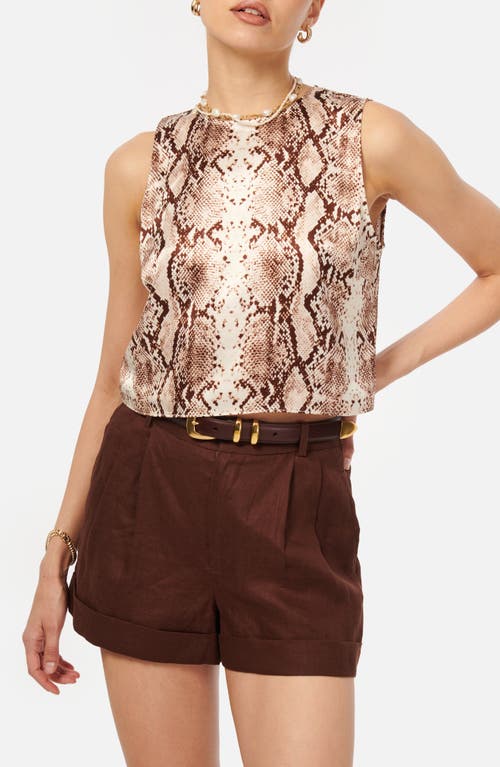 CAMI NYC Romilly Snakeskin Print Sleeveless Crop Top Sand Snake at Nordstrom,