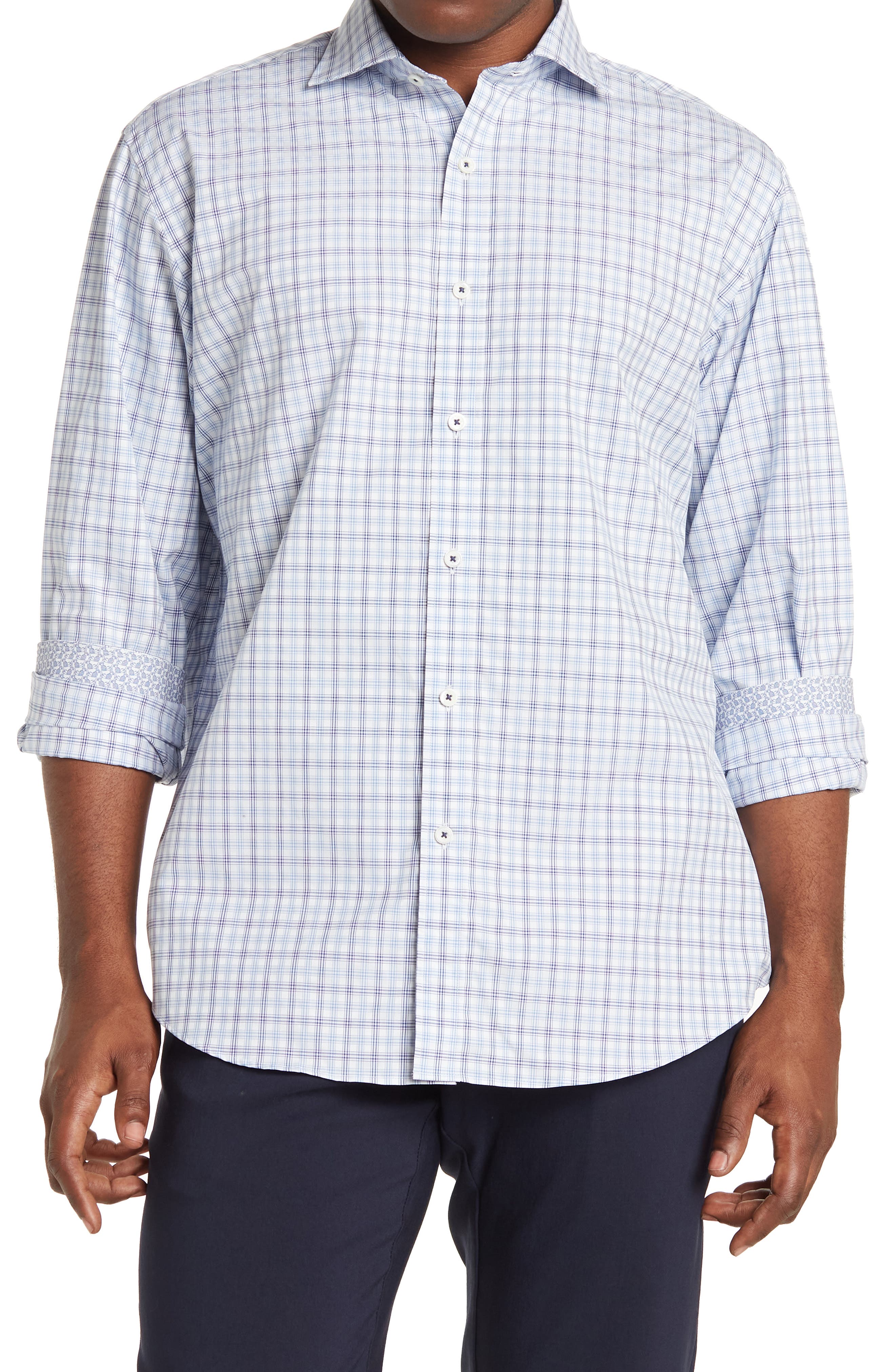 Bugatchi Plaid Print Long Sleeve 