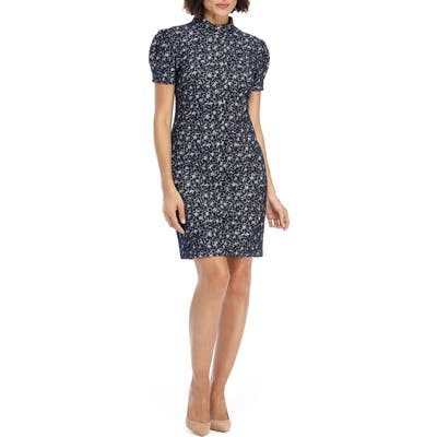 Maggy London Textured Floral Sheath Dress, Blue