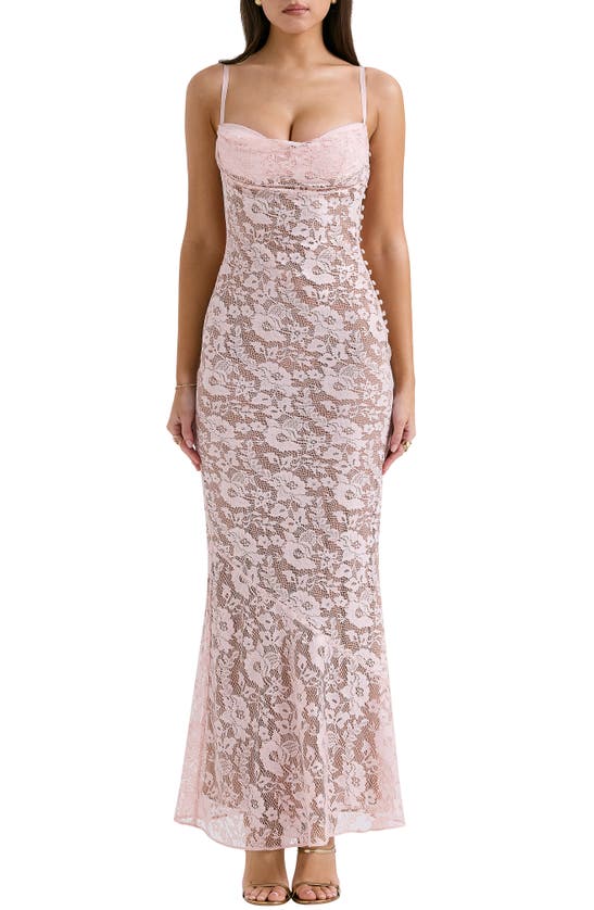 Shop House Of Cb Azzurra Metallic Lace Body-con Gown In Pink