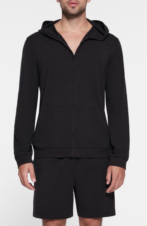 Shop Skims Jersey Lounge Zip Hoodie In Obsidian