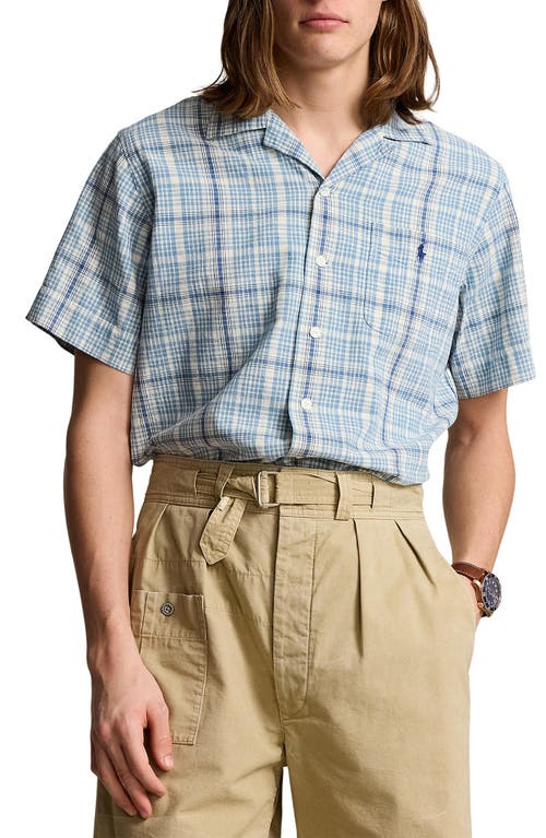 Polo Ralph Lauren Rustic Classic Fit Plaid Camp Shirt Indigo Multi at Nordstrom,