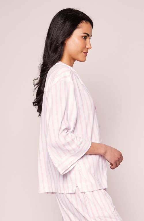 Petite Plume Olivia Wide Leg Pima Cotton Pajamas In Pink