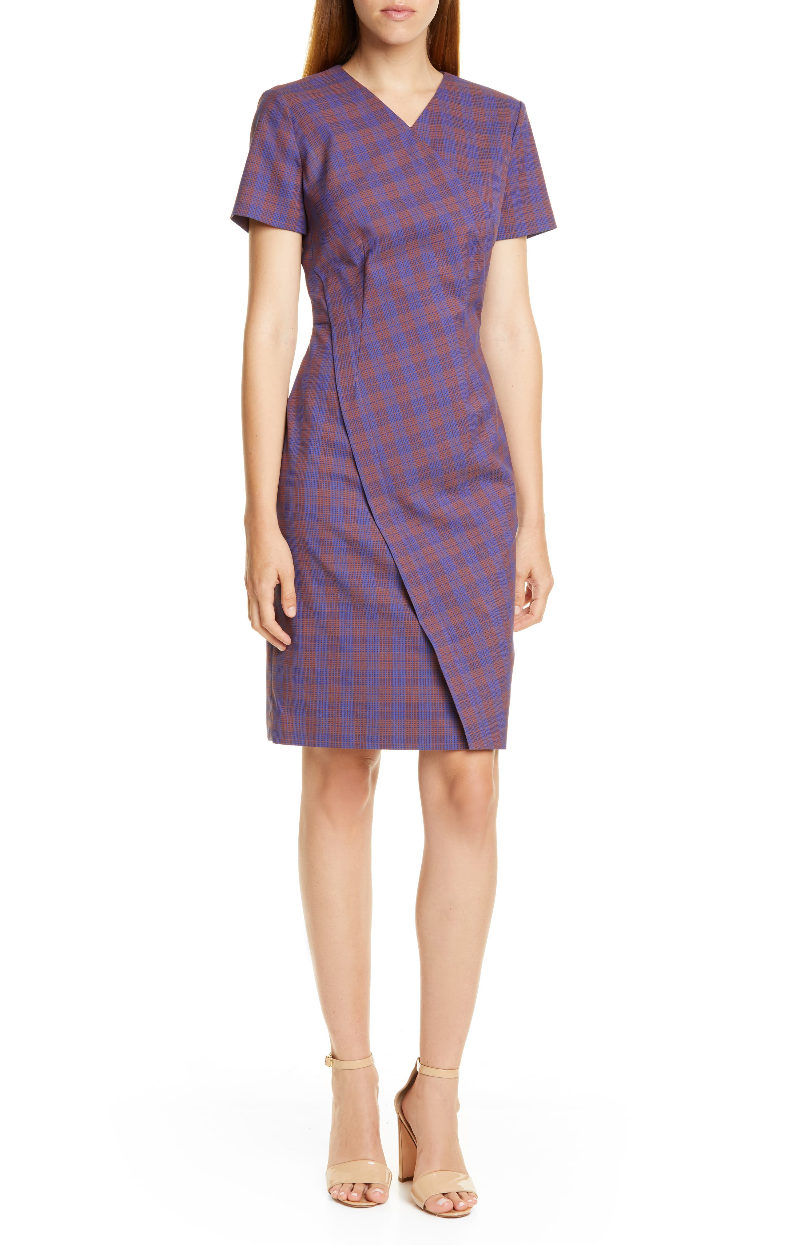 Boss Dirmala Check Sheath Dress, Blue